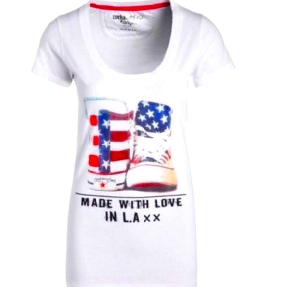 Rockstars & Angels Chucks Tee American Flag - Picture 1 of 7